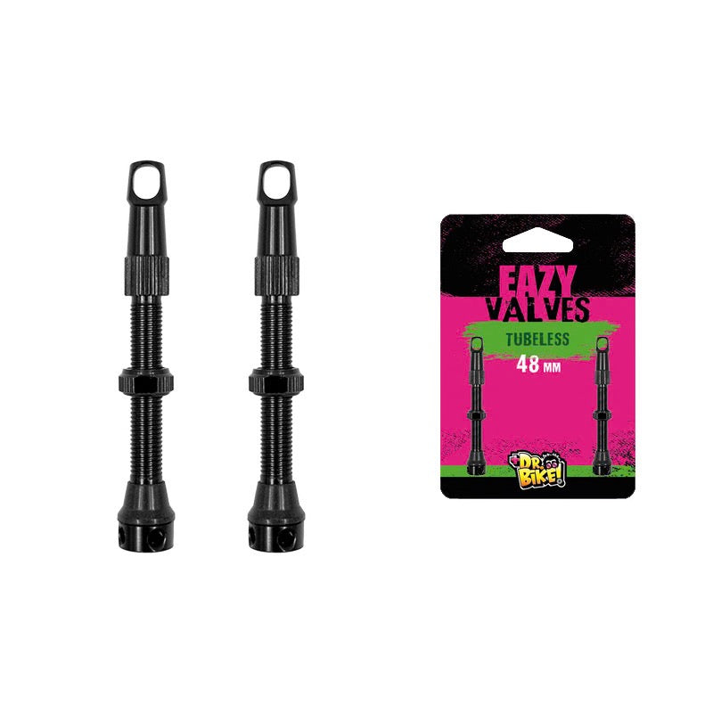 Valvole Tubeless DR.BIKE Lunghezza: 48mm Filettata in Alluminio Nero